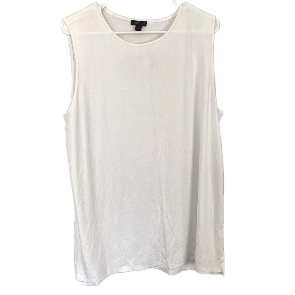 J Jill Tank Top Women XL White Scoop Neck Sleeveless Stretch Jersey Tunic NWT
